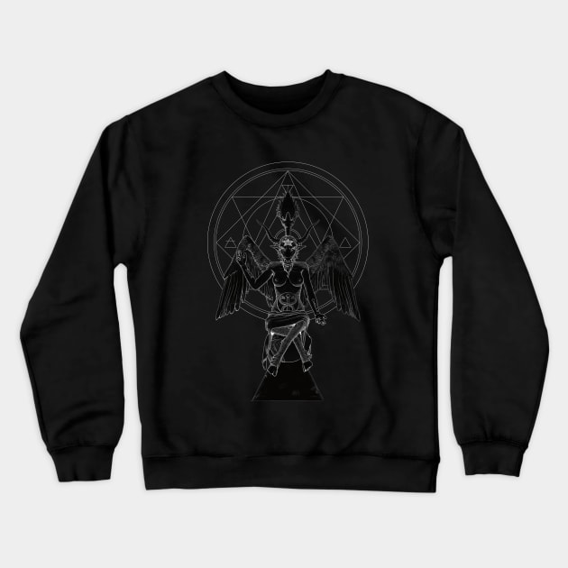 Baphomet Black and white Crewneck Sweatshirt by Darkseal